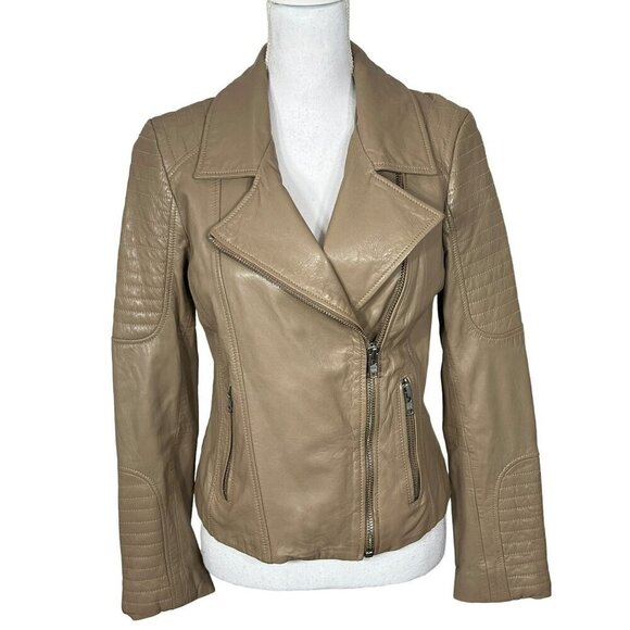 BB DAKOTA Leather Heely Moto Jacket Brown Sz S NWOT - Picture 1 of 8